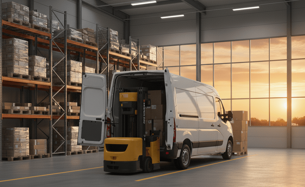 Furgón dedicado de TransGoba para rutas programadas y aprovisionamiento industrial.