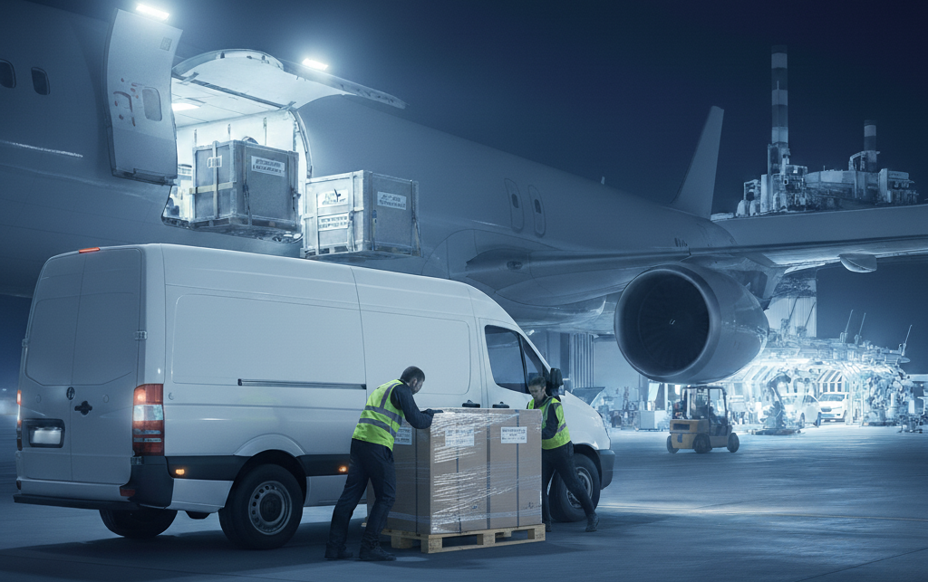 Logi­stica urgente y transporte dedicado de piezas para paradas de li­nea industrial.